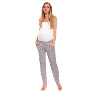 Be MaaMaa Těhotenské kalhoty s pružným, vysokým pásem - šedé S/M