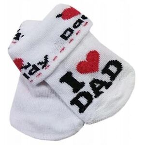 Kojenecké bavlněné ponožky I Love Dad, bílé s potiskem 68-74 (6-9m)