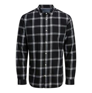 Jack&Jones Pánská košile JJEGINGHAM Slim Fit 12181602 Black /MID SCALE/ SLIM FIT XL