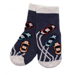 Dětské froté ponožky s ABS Auta - šedo/modré 31-34