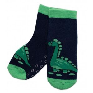 Dětské froté ponožky s ABS Dino - zelená/granát 31-34