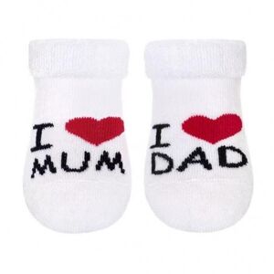 Kojenecké froté bavlněné ponožky I Love Mum & Dad, bílé 56-62 (0-3m)