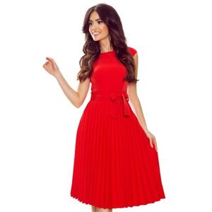 Numoco Plisované šaty s vázáním LILA - červené Velikost: M, Červená