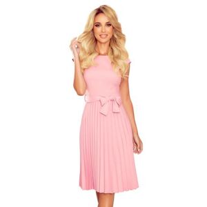 Numoco Plisované šaty s vázáním LILA - růžové Velikost: XL, Růžová