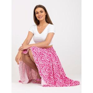 Fashionhunters Bílo-růžová maxi sukně rozevlátá na léto RUE PARIS Velikost: L.
