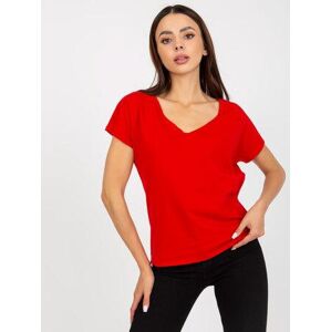 Fashionhunters Dámské červené basic bavlněné tričko.Velikost: XL