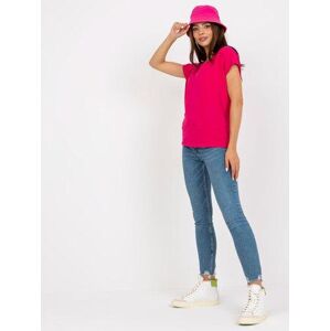 Fashionhunters Dámské základní bavlněné tričko Fuchsia Velikost: XL