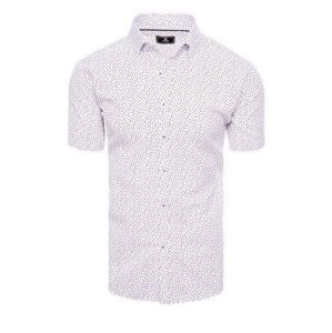 Dstreet Bílá pánská košile s krátkým rukávem KX1016 L
