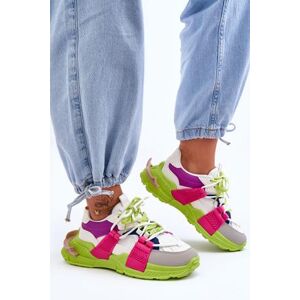 Kesi Dámská módní šněrovací sportovní obuv Zelená-růžová Chillout! Velikost: 36, Odstíny, zelené