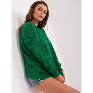Fashionhunters Zelený prolamovaný letní svetr s dlouhým rukávem.Velikost: ONE SIZE, JEDNA, VELIKOST