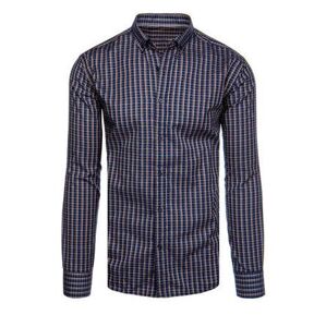 Dstreet Pánská kostkovaná košile, tmavě modrá, DX2503 L