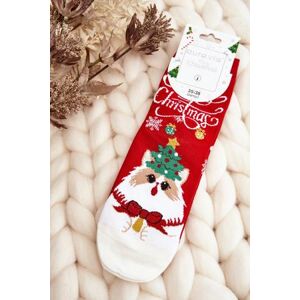 Kesi Dámské vánoční ponožky s kočičkou červené 35-38, Červená