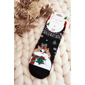 Kesi Dámské vánoční ponožky s kočičkou černé 35-38, Černá