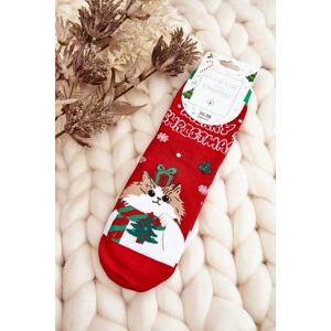 Kesi Dámské vánoční ponožky s kočičkou červené 35-38, Červená