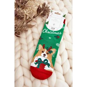 Kesi Dámské vánoční ponožky se psem, zelené, 35-38, Odstíny