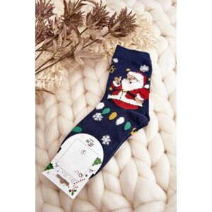 Kesi Dámské ponožky s Santa Clausem, tmavě modrá, 35-38