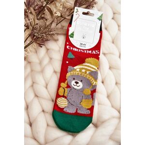 Kesi Dámské vánoční ponožky s medvídkem červené 35-38, Červená