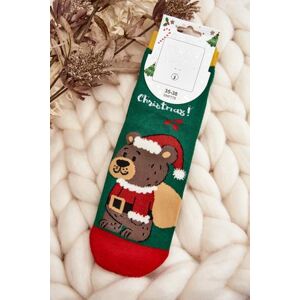 Kesi Dámské vánoční ponožky s medvídkem, zelené, 35-38, Odstíny