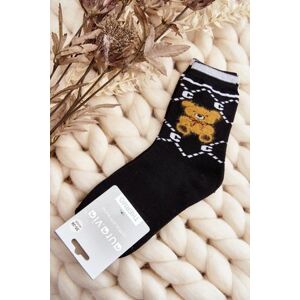 Kesi Teplé bavlněné ponožky s medvídkem, černá, 35-38