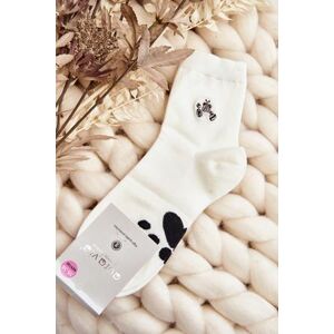 Kesi Dámské bavlněné ponožky s nášivkou medvídka, bílé, 35-38, Bílá