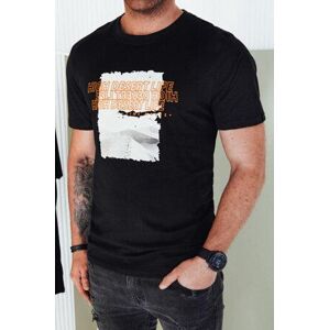 Dstreet Pánské tričko s černým potiskem RX5489 M, Černá