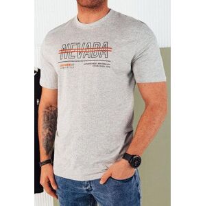 Dstreet Šedé pánské tričko s potiskem RX5436 L, Světle, šedá