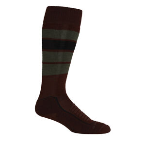 pánské merino ponožky ICEBREAKER Mens Ski+ Medium OTC Heritage Stripe, Espresso/Loden/Black velikost: S